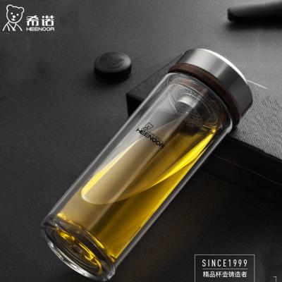 希諾雙層玻璃杯男士辦公客廳家用透明簡(jiǎn)約杯子過濾加厚泡茶杯定制